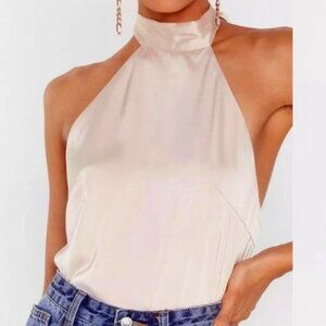Nasty Gal- Bow Satin Halter Top sz. 6